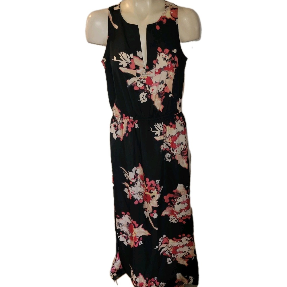 ANN TAYLOR Floral Long Maxi Dress Slit Garden Party Cocktail Designer Luxury‎ S
